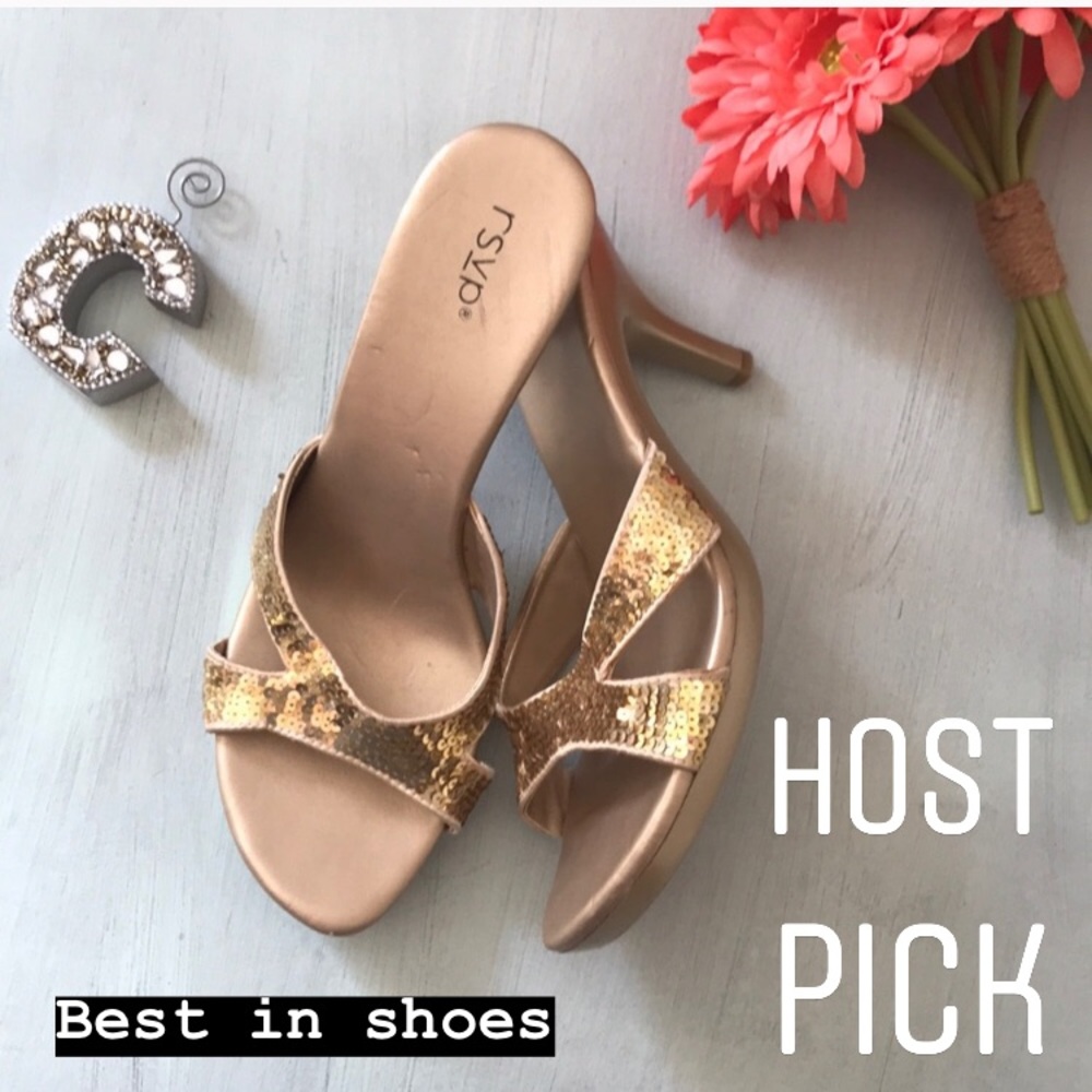RSVP gold sequin heels size 10